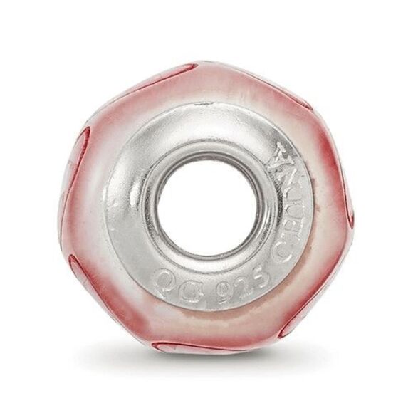 Sterling Silver Reflections Pink Fiber Optic Glass Mosaic Bead, Brand New - Picture 3 of 3